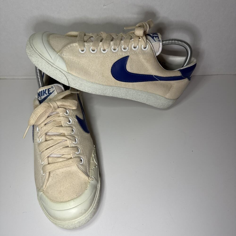 Vintage Nike Shoes Mens Size 7.5 White Blue Waffle Canvas Made In Korea 70s 80s